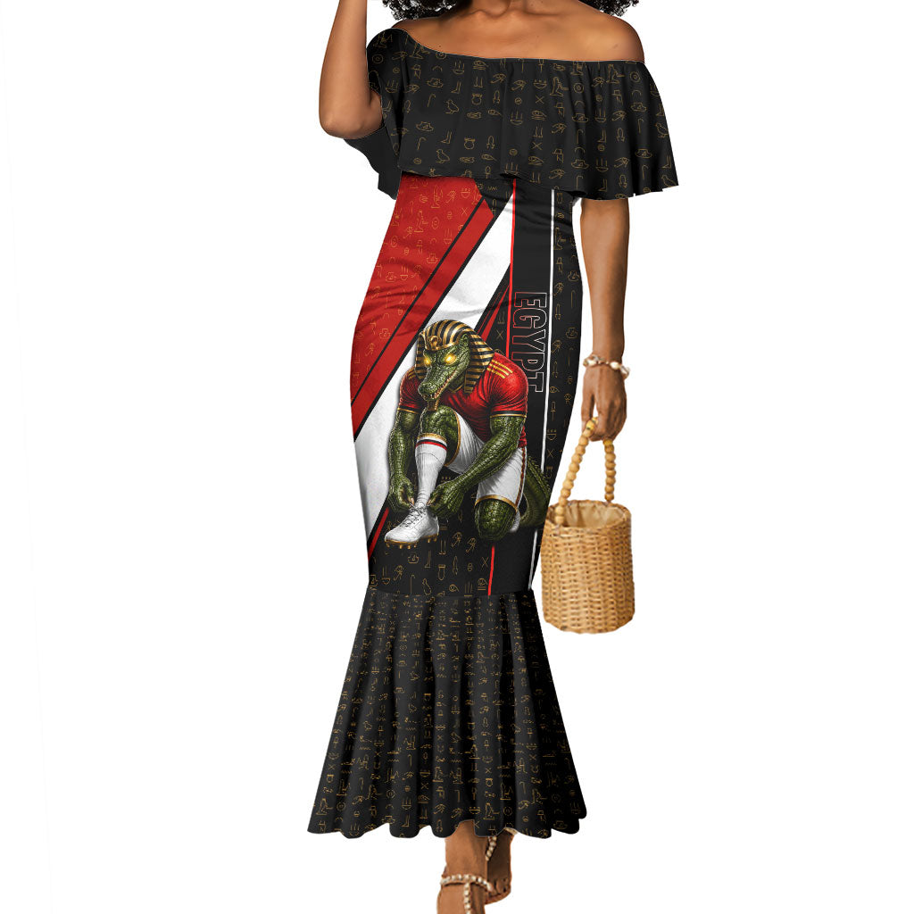 Personalized Egypt Soccer Sobek Crocodile Mascot Mermaid Dress Ancient Egyptian Hieroglyphic Stripe