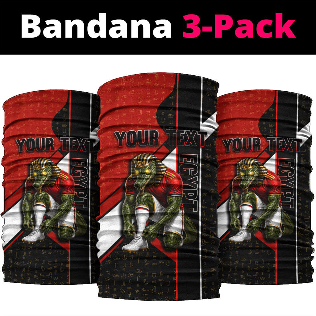 Personalized Egypt Soccer Sobek Crocodile Mascot Neck Gaiter Ancient Egyptian Hieroglyphic Stripe