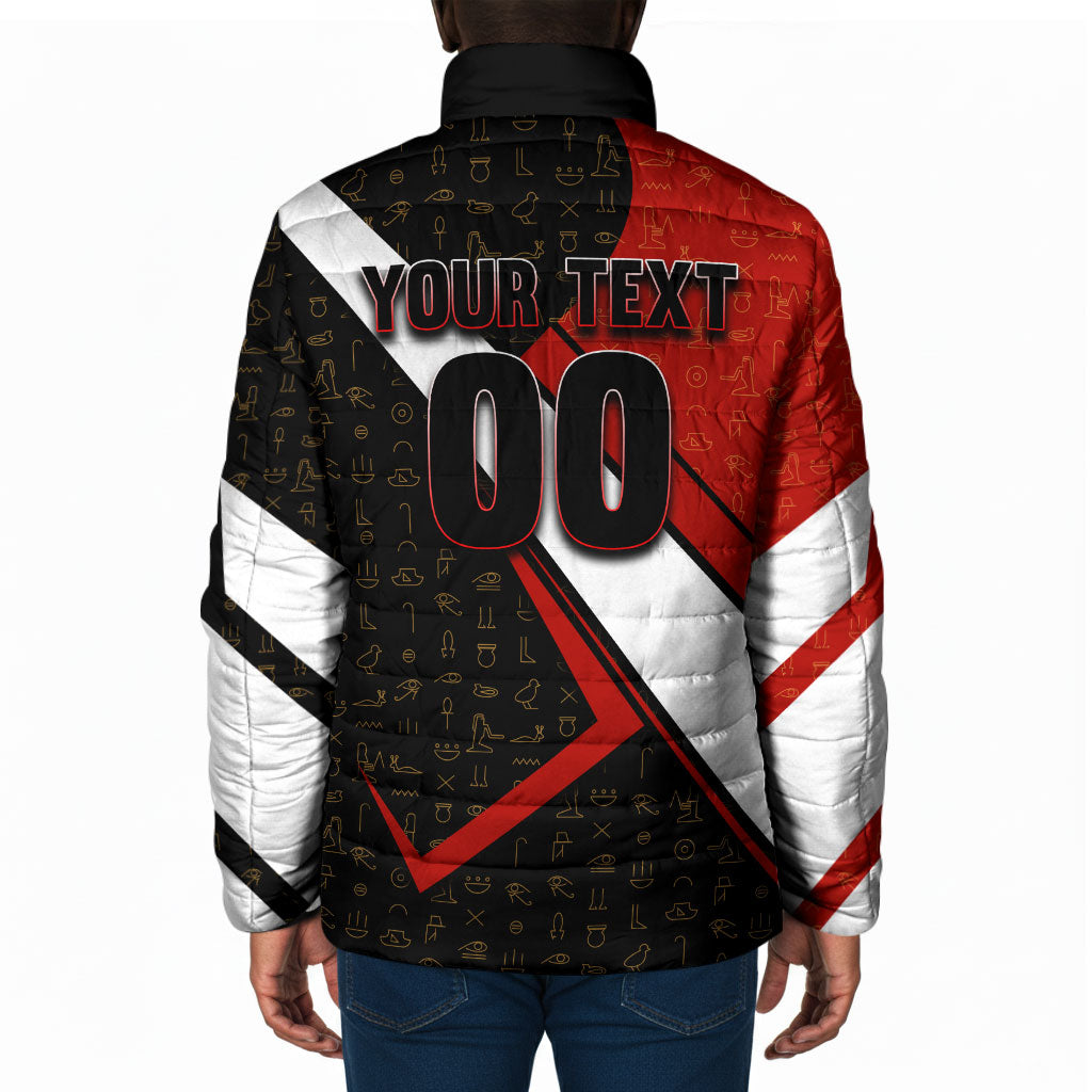 Personalized Egypt Soccer Sobek Crocodile Mascot Padded Jacket Ancient Egyptian Hieroglyphic Stripe