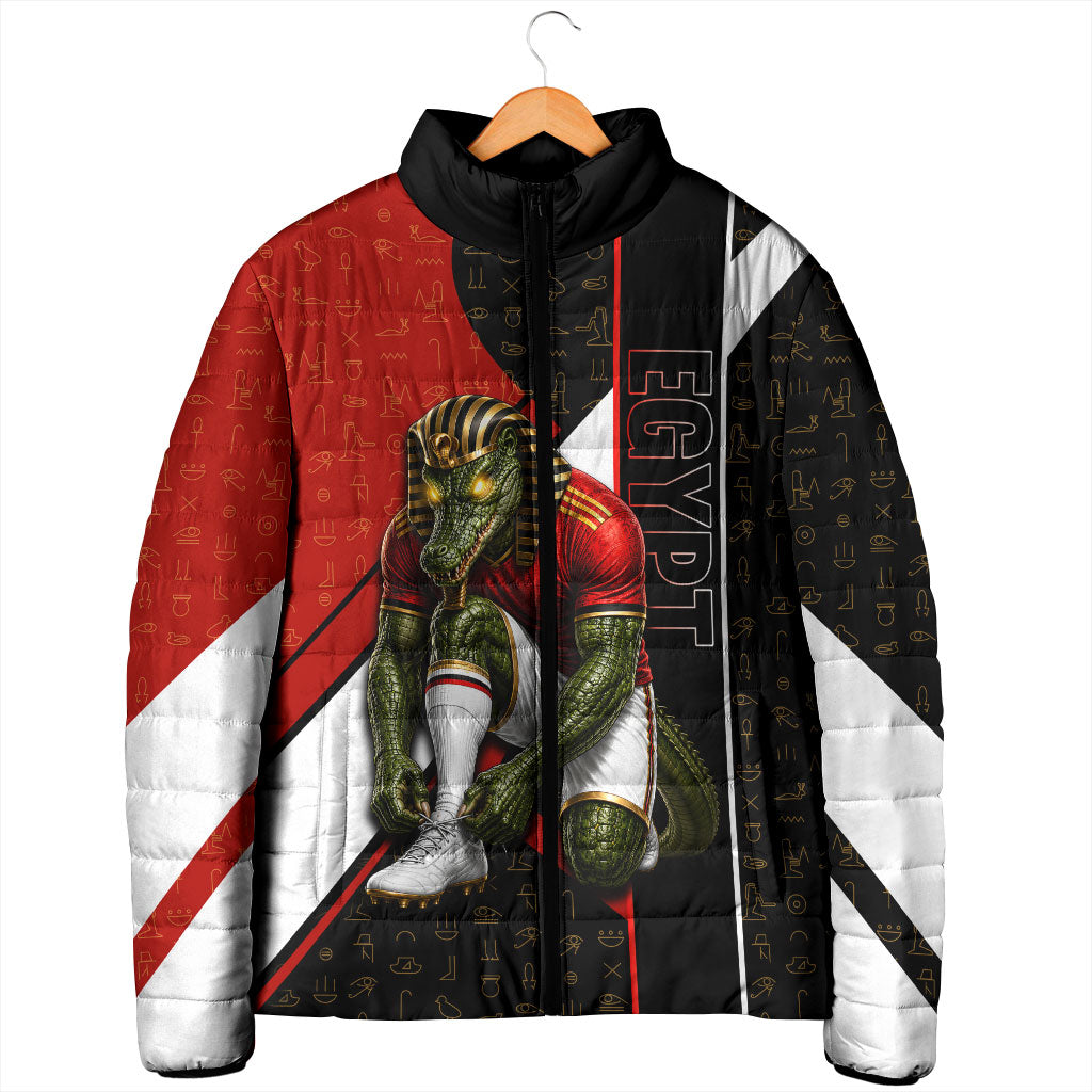Personalized Egypt Soccer Sobek Crocodile Mascot Padded Jacket Ancient Egyptian Hieroglyphic Stripe