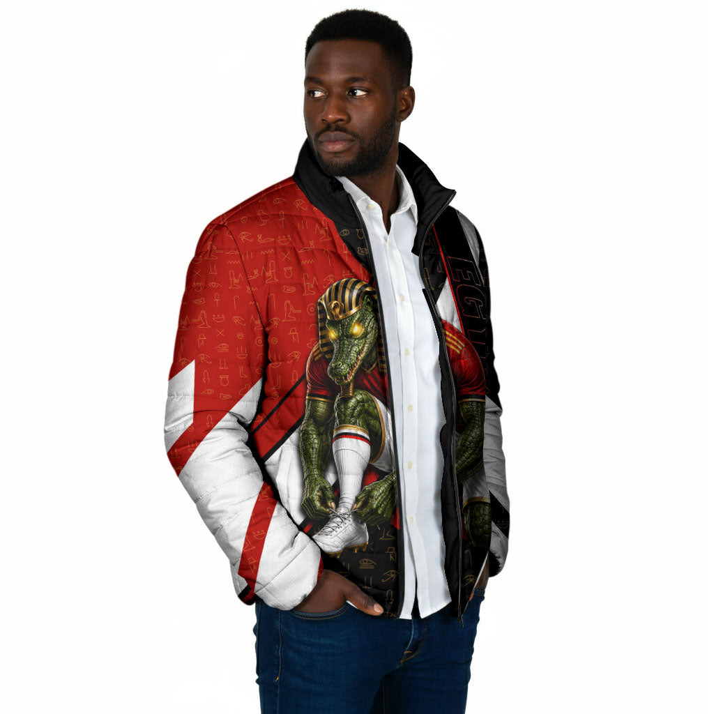 Personalized Egypt Soccer Sobek Crocodile Mascot Padded Jacket Ancient Egyptian Hieroglyphic Stripe
