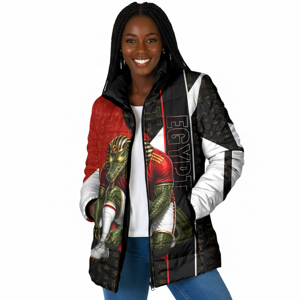 Personalized Egypt Soccer Sobek Crocodile Mascot Padded Jacket Ancient Egyptian Hieroglyphic Stripe