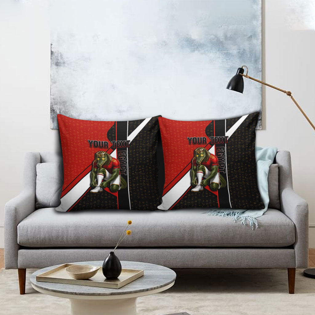 Personalized Egypt Soccer Sobek Crocodile Mascot Pillow Cover Ancient Egyptian Hieroglyphic Stripe