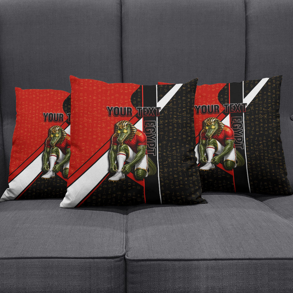 Personalized Egypt Soccer Sobek Crocodile Mascot Pillow Cover Ancient Egyptian Hieroglyphic Stripe
