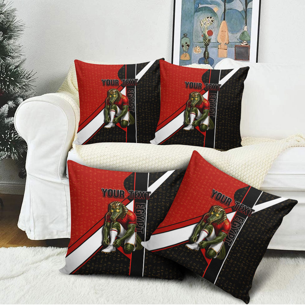 Personalized Egypt Soccer Sobek Crocodile Mascot Pillow Cover Ancient Egyptian Hieroglyphic Stripe