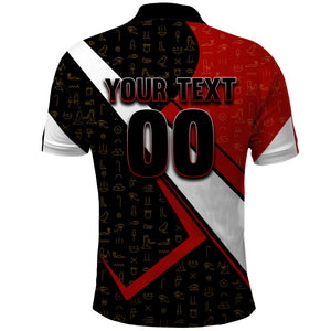 Personalized Egypt Soccer Sobek Crocodile Mascot Polo Shirt Ancient Egyptian Hieroglyphic Stripe