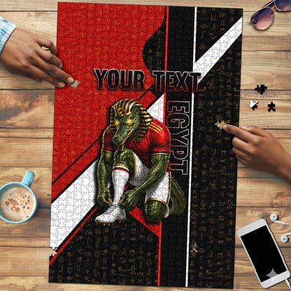 Personalized Egypt Soccer Sobek Crocodile Mascot Puzzle Ancient Egyptian Hieroglyphic Stripe