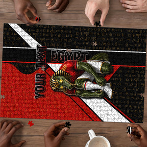 Personalized Egypt Soccer Sobek Crocodile Mascot Puzzle Ancient Egyptian Hieroglyphic Stripe