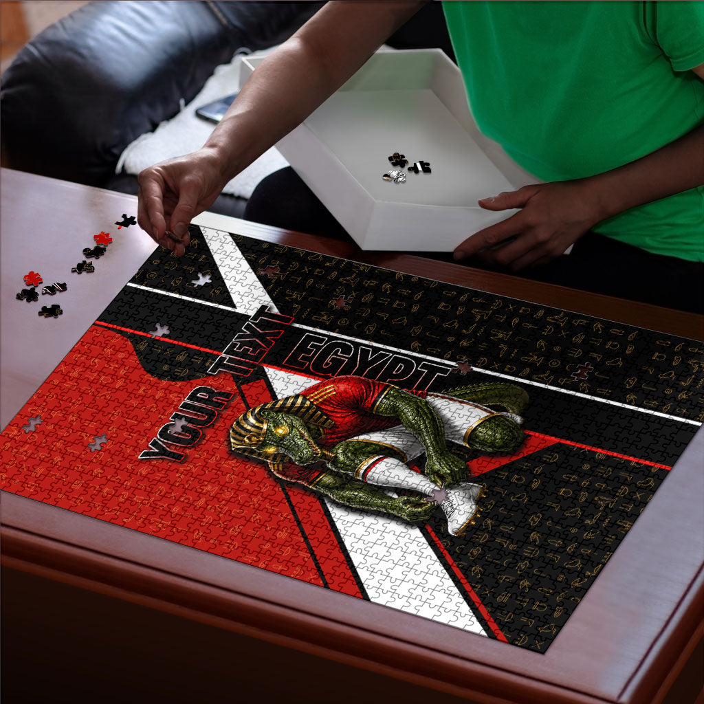 Personalized Egypt Soccer Sobek Crocodile Mascot Puzzle Ancient Egyptian Hieroglyphic Stripe