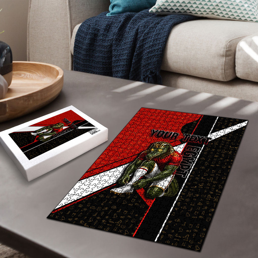 Personalized Egypt Soccer Sobek Crocodile Mascot Puzzle Ancient Egyptian Hieroglyphic Stripe