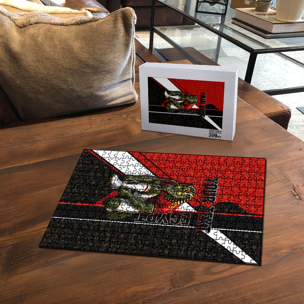 Personalized Egypt Soccer Sobek Crocodile Mascot Puzzle Ancient Egyptian Hieroglyphic Stripe