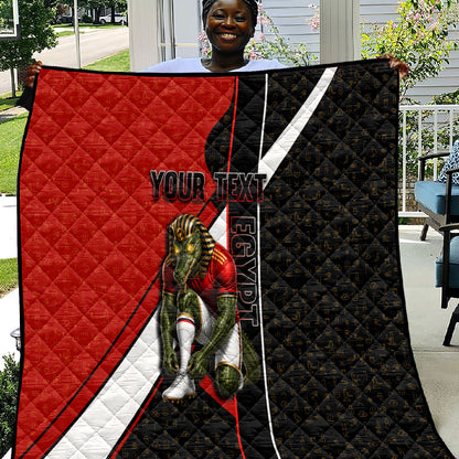 Personalized Egypt Soccer Sobek Crocodile Mascot Quilt Ancient Egyptian Hieroglyphic Stripe