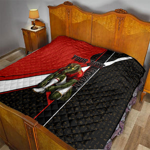 Personalized Egypt Soccer Sobek Crocodile Mascot Quilt Ancient Egyptian Hieroglyphic Stripe