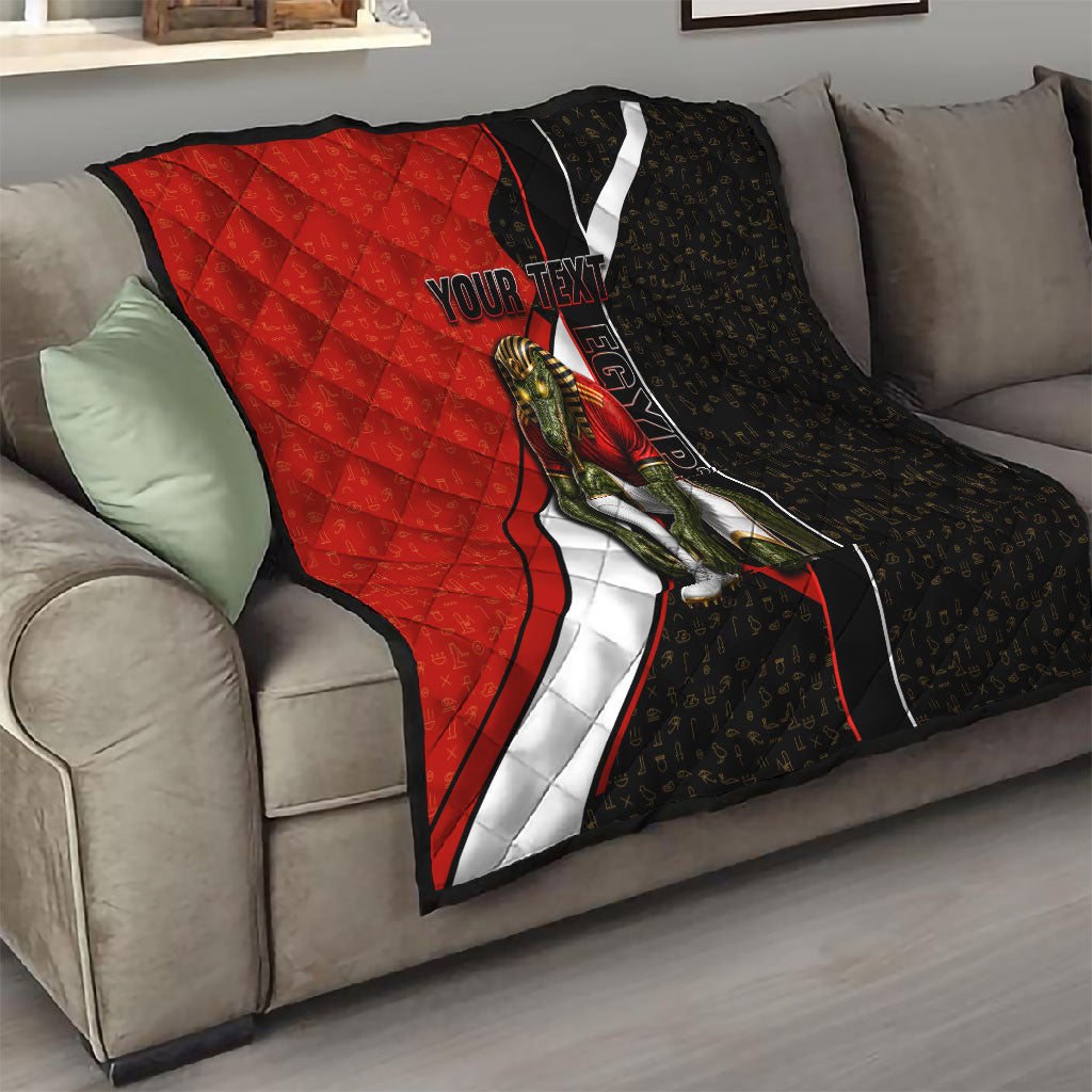 Personalized Egypt Soccer Sobek Crocodile Mascot Quilt Ancient Egyptian Hieroglyphic Stripe