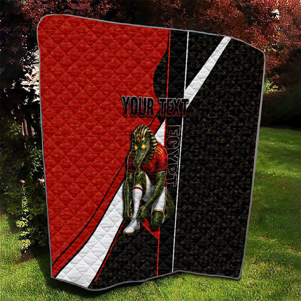 Personalized Egypt Soccer Sobek Crocodile Mascot Quilt Ancient Egyptian Hieroglyphic Stripe