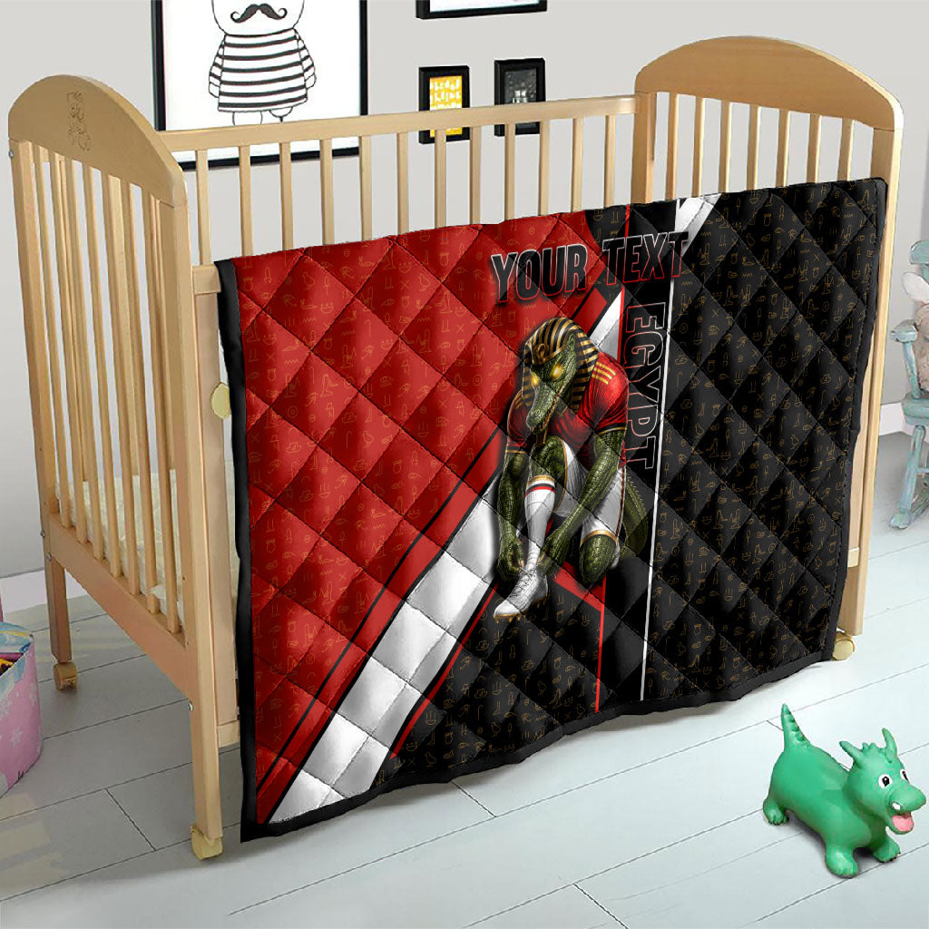 Personalized Egypt Soccer Sobek Crocodile Mascot Quilt Ancient Egyptian Hieroglyphic Stripe