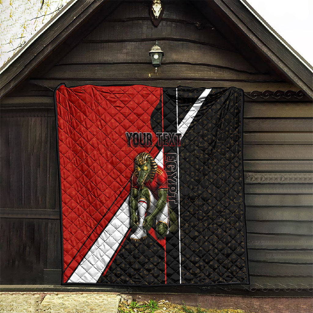 Personalized Egypt Soccer Sobek Crocodile Mascot Quilt Ancient Egyptian Hieroglyphic Stripe
