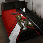 Personalized Egypt Soccer Sobek Crocodile Mascot Quilt Bed Set Ancient Egyptian Hieroglyphic Stripe