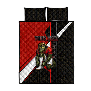 Personalized Egypt Soccer Sobek Crocodile Mascot Quilt Bed Set Ancient Egyptian Hieroglyphic Stripe