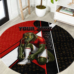 Personalized Egypt Soccer Sobek Crocodile Mascot Round Carpet Ancient Egyptian Hieroglyphic Stripe