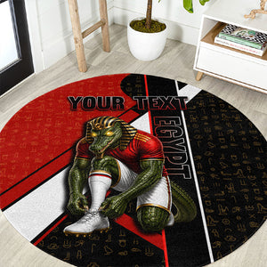 Personalized Egypt Soccer Sobek Crocodile Mascot Round Carpet Ancient Egyptian Hieroglyphic Stripe
