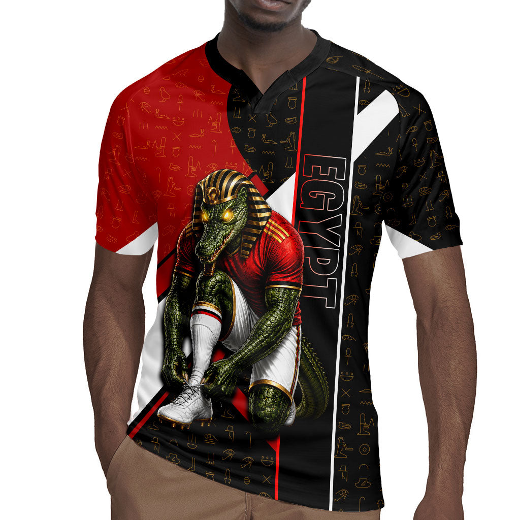 Personalized Egypt Soccer Sobek Crocodile Mascot Rugby Jersey Ancient Egyptian Hieroglyphic Stripe