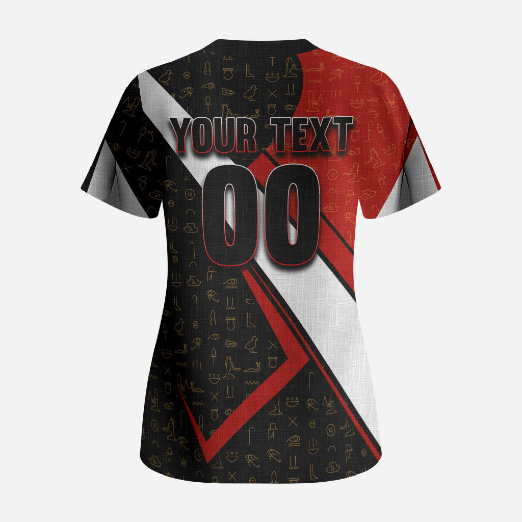 Personalized Egypt Soccer Sobek Crocodile Mascot Scrub Top Ancient Egyptian Hieroglyphic Stripe