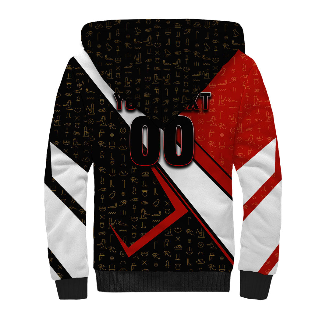 Personalized Egypt Soccer Sobek Crocodile Mascot Sherpa Hoodie Ancient Egyptian Hieroglyphic Stripe