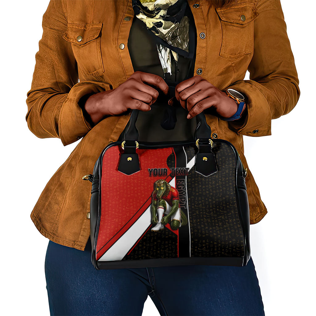Personalized Egypt Soccer Sobek Crocodile Mascot Shoulder Handbag Ancient Egyptian Hieroglyphic Stripe