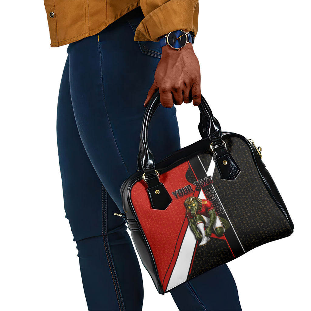 Personalized Egypt Soccer Sobek Crocodile Mascot Shoulder Handbag Ancient Egyptian Hieroglyphic Stripe