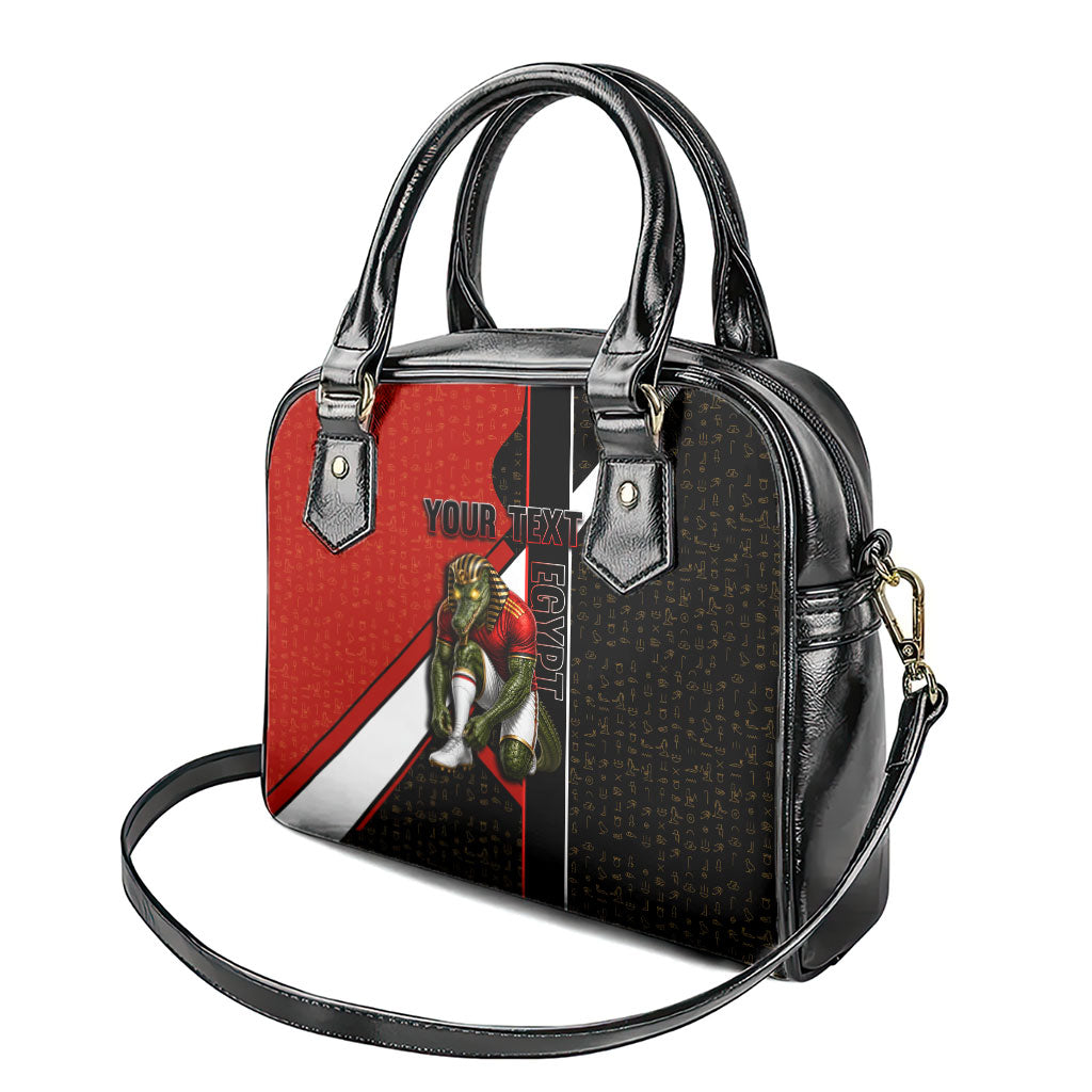 Personalized Egypt Soccer Sobek Crocodile Mascot Shoulder Handbag Ancient Egyptian Hieroglyphic Stripe