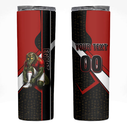 Personalized Egypt Soccer Sobek Crocodile Mascot Skinny Tumbler Ancient Egyptian Hieroglyphic Stripe