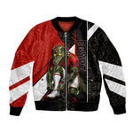 Personalized Egypt Soccer Sobek Crocodile Mascot Sleeve Zip Bomber Jacket Ancient Egyptian Hieroglyphic Stripe