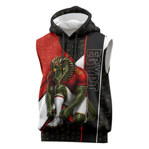 Personalized Egypt Soccer Sobek Crocodile Mascot Sleeveless Hoodie Ancient Egyptian Hieroglyphic Stripe