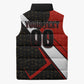 Personalized Egypt Soccer Sobek Crocodile Mascot Sleeveless Puffer Jacket Ancient Egyptian Hieroglyphic Stripe