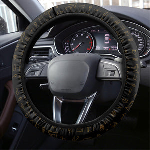 Egypt Soccer Sobek Crocodile Mascot Steering Wheel Cover Ancient Egyptian Hieroglyphic Stripe