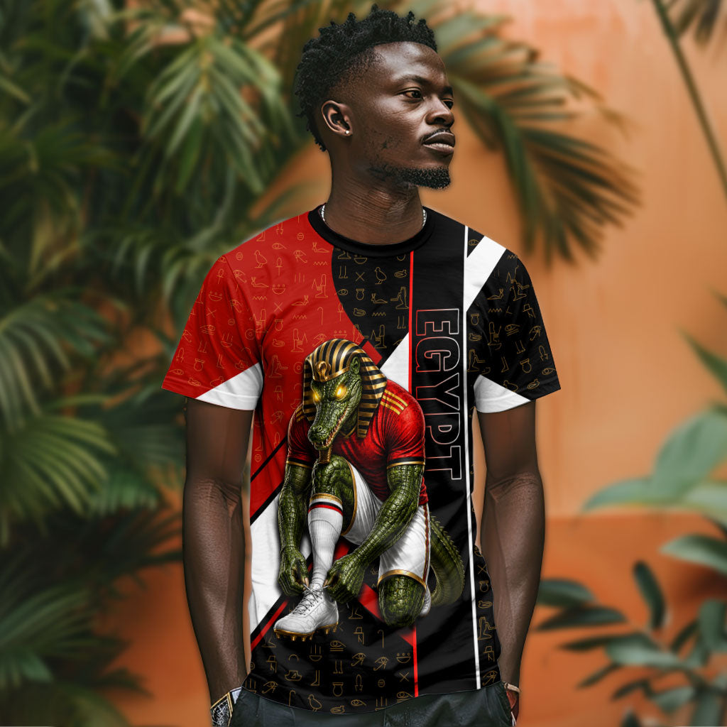 Personalized Egypt Soccer Sobek Crocodile Mascot T shirt Ancient Egyptian Hieroglyphic Stripe