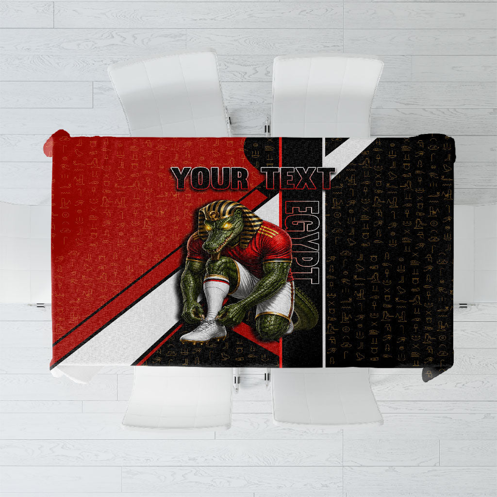 Personalized Egypt Soccer Sobek Crocodile Mascot Tablecloth Ancient Egyptian Hieroglyphic Stripe