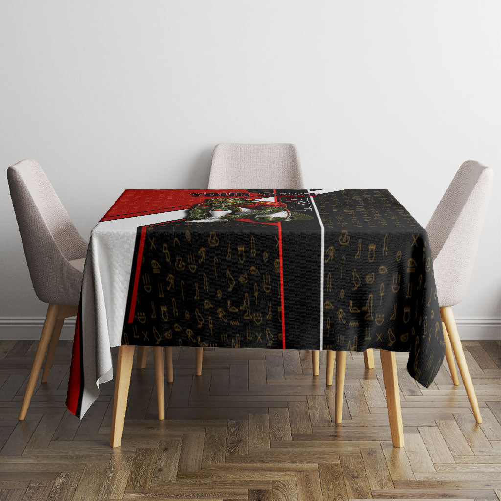Personalized Egypt Soccer Sobek Crocodile Mascot Tablecloth Ancient Egyptian Hieroglyphic Stripe
