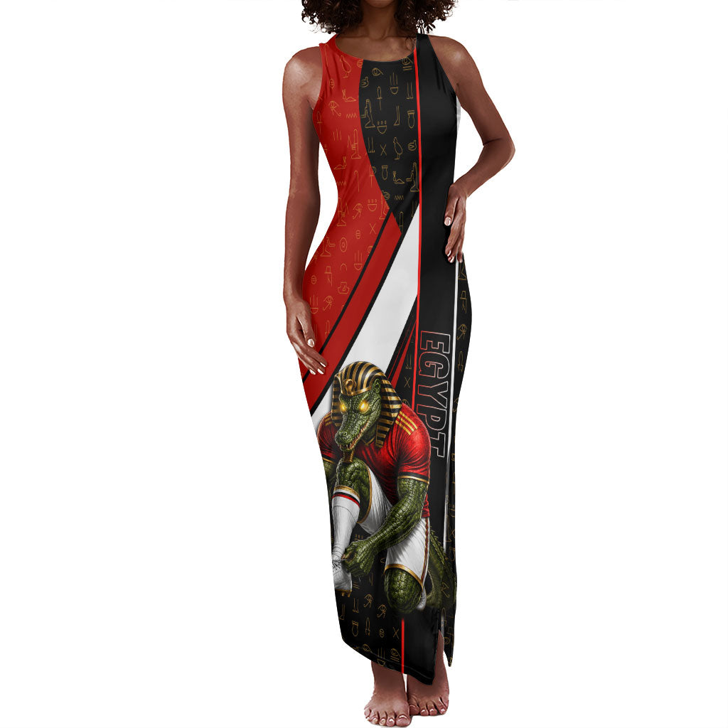 Personalized Egypt Soccer Sobek Crocodile Mascot Tank Maxi Dress Ancient Egyptian Hieroglyphic Stripe
