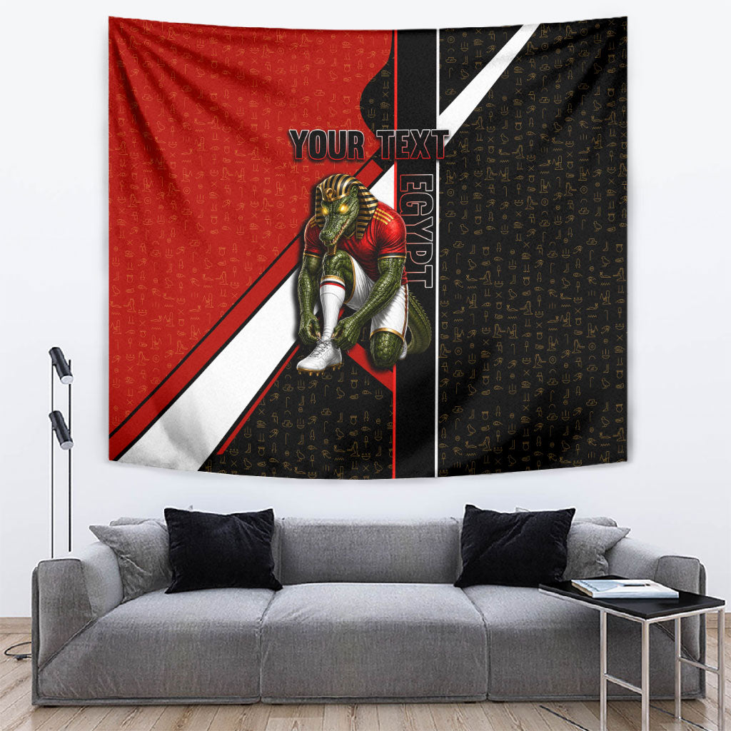 Personalized Egypt Soccer Sobek Crocodile Mascot Tapestry Ancient Egyptian Hieroglyphic Stripe