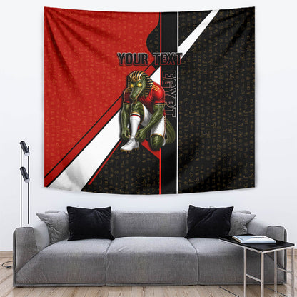 Personalized Egypt Soccer Sobek Crocodile Mascot Tapestry Ancient Egyptian Hieroglyphic Stripe