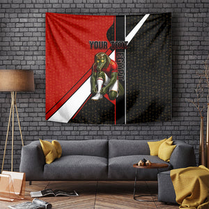 Personalized Egypt Soccer Sobek Crocodile Mascot Tapestry Ancient Egyptian Hieroglyphic Stripe