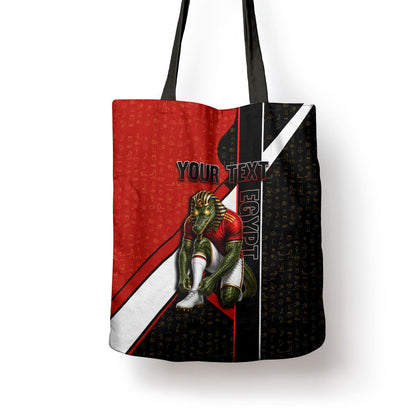 Personalized Egypt Soccer Sobek Crocodile Mascot Tote Bag Ancient Egyptian Hieroglyphic Stripe