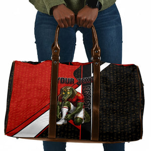 Personalized Egypt Soccer Sobek Crocodile Mascot Travel Bag Ancient Egyptian Hieroglyphic Stripe