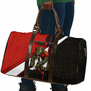 Personalized Egypt Soccer Sobek Crocodile Mascot Travel Bag Ancient Egyptian Hieroglyphic Stripe