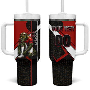 Personalized Egypt Soccer Sobek Crocodile Mascot Tumbler With Handle Ancient Egyptian Hieroglyphic Stripe
