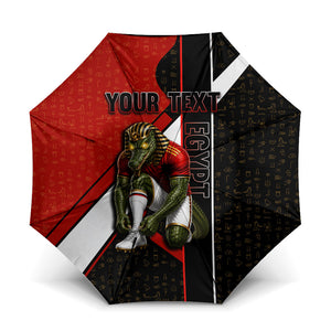 Personalized Egypt Soccer Sobek Crocodile Mascot Umbrella Ancient Egyptian Hieroglyphic Stripe