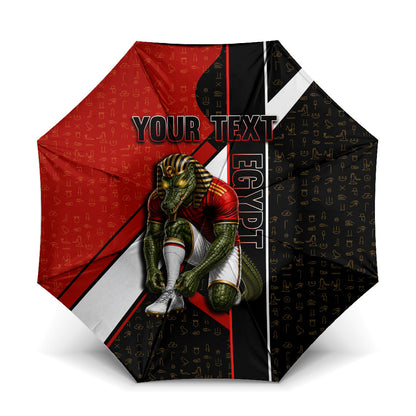 Personalized Egypt Soccer Sobek Crocodile Mascot Umbrella Ancient Egyptian Hieroglyphic Stripe
