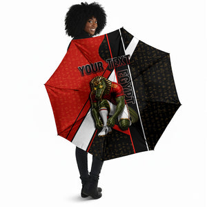 Personalized Egypt Soccer Sobek Crocodile Mascot Umbrella Ancient Egyptian Hieroglyphic Stripe